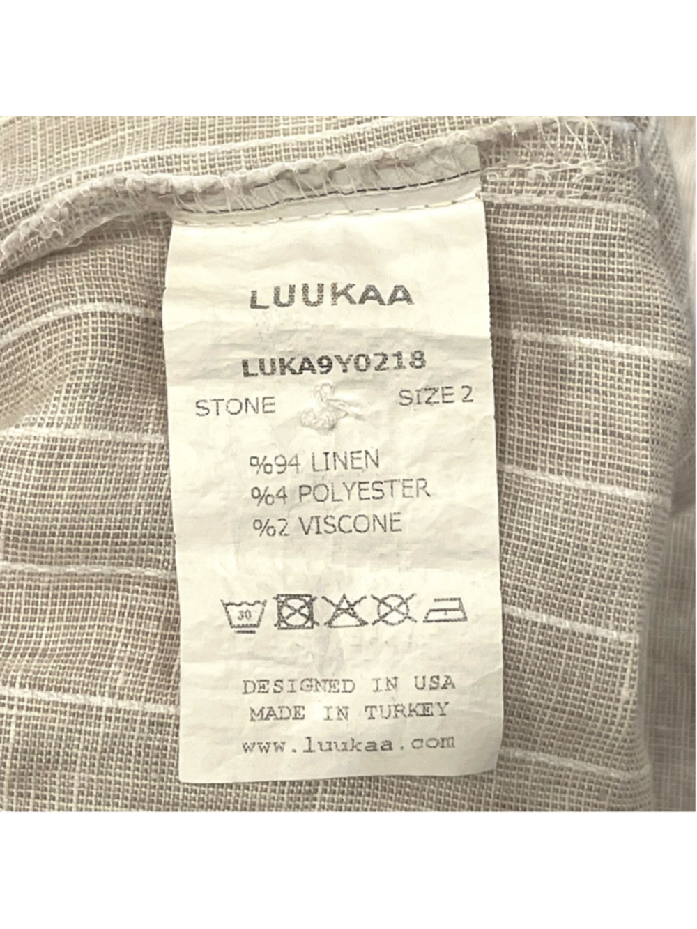 Luukaa Womens Size 10 Cropped Pants Pockets Beige Striped Linen Blend Stone - Picture 8 of 12